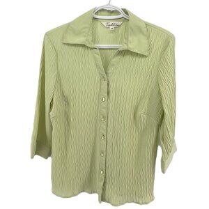 Tradition Textured Blouse - Size 10  Elegant Travel Style- light  lime green